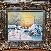 Картина гобелен Водяная мельница с люриксом  в багетной раме130х70 см