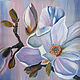 Pintura al óleo flores ' Rama de Magnolia', Pictures, Moscow,  Фото №1