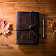 Кожаный блокнот ручной работы в подарок MYSTERY цвет Шоколад, Блокноты, Тула,  Фото №1