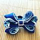 The elastic bow of REP ribbons 'Blue patterns', Hairpins, Moscow,  Фото №1