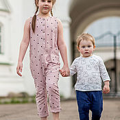 Одежда детская handmade. Livemaster - original item Overalls: overalls for girls, flannel, dusty pink polka dots. Handmade.
