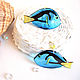 Transparent Earrings Blue Sea Fish Ocean Fish Epoxy Resin, Earrings, Taganrog,  Фото №1