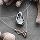 Серебряное колье на леске "Капля" с натуральным камнем, Подвеска, Кострома,  Фото №1