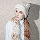 Комплект шарф-снуд  и шапка вязаные белый с коричневым Зима. . Маркова Ольга (Vivid-way). Ярмарка Мастеров.  Фото №4
