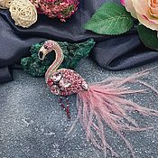 Украшения handmade. Livemaster - original item Flamingo bead brooch / handmade brooch / pink brooch. Handmade.