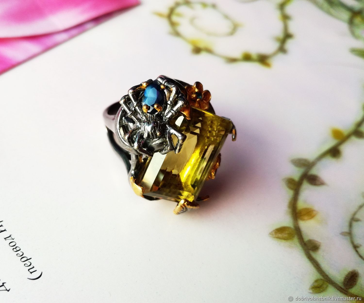 Ring 'of Poecilotheria' with citrine, Rings, Novaya Usman,  Фото №1