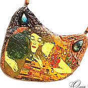 Украшения handmade. Livemaster - original item Necklace made of leather with labradorite Kiss by Gustav Klimt. Handmade.