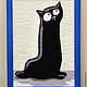 Картина вязанная из пряжи Черный кот 20 х 30 см, Картины, Москва,  Фото №1