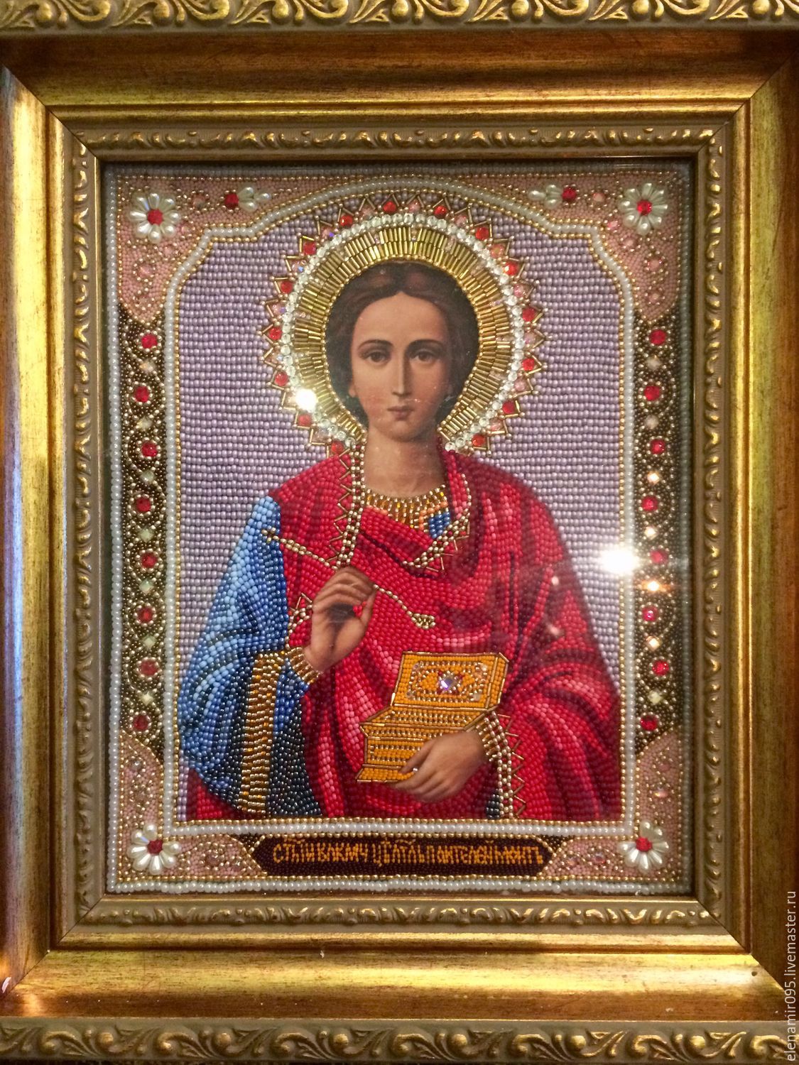 Икона из бисера "Целитель Пантелеймон", Иконы, Москва,  Фото №1