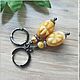 Earrings 'Carved berries' amber black accessories YUK. Earrings. Frollena II. Natural Baltic amber. My Livemaster. Фото №6