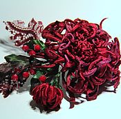 Rose brooch made of silk