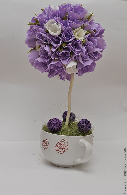 топиарий из фоамирана. топиарий фоамиран. свадебный топиарий. топиарии. топиарии с цветами из фоамирана.