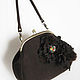 Bag with clasp women's brown genuine suede with a flower, Clasp Bag, Rostov-on-Don,  Фото №1