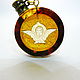 Seraphim Six-winged intalia on amber R-583, Wearable icon, Svetlogorsk,  Фото №1