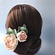 Jewelry in the bride's hairstyle hairpins with peonies and eucalyptus, Hair Decoration, Voskresensk,  Фото №1