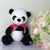 Куклы и игрушки handmade. Livemaster - original item Knitted toy Panda from plush yarn Panda bear. Handmade.