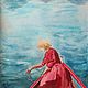 PAINTING OF A GIRL BY THE SEA, A GIRL IN A RED DRESS IN A BOAT. Pictures. orlovaalla. My Livemaster. Фото №4