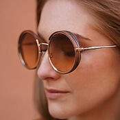 Круглые деревянные очки с цветными линзами Woodstock B