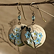 Round earrings with forget-me-nots, Earrings, St. Petersburg,  Фото №1