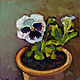 Painting Pansies Still Life Oil Painting with Flowers 15 x 15, Pictures, Ufa,  Фото №1