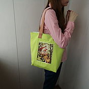 Сумки и аксессуары handmade. Livemaster - original item Bag bag light green bag female shopper textile tote. Handmade.