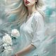 Картина маслом на холсте Девушка с белыми розами Романтичный портрет. Картины. Naradostirina. Ярмарка Мастеров.  Фото №5