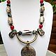 Ethnic beads of stone and pottery Turtle island. 
The author's work. Handmade necklace.