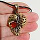 Leaf Pendant brass pendant with amber. Pendant. BalticAmberJewelryRu Tatyana. Online shopping on My Livemaster.  Фото №2
