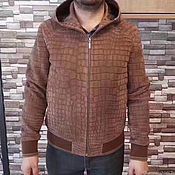 Мужская одежда handmade. Livemaster - original item Jacket with hood made of genuine crocodile leather made of nubuck!. Handmade.