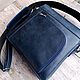 Мужская сумка кожаная "Spot light" синяя. Мужская сумка. Peekabag Стильные кожаные сумки. Интернет-магазин Ярмарка Мастеров.  Фото №2