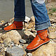 Кожаные мокасины "Hippie Orange". Мокасины. HolyCowChic. Ярмарка Мастеров.  Фото №5