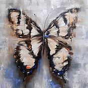 Картины и панно handmade. Livemaster - original item Butterfly Painting Modern Bright Oil Painting Blue Butterfly. Handmade.