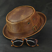 Аксессуары handmade. Livemaster - original item Leather pork pie hat PPH-34. Handmade.