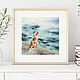 The Ocean. Painting in watercolor (the dog, red, turquoise, blue), Pictures, Ekaterinburg,  Фото №1