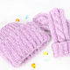 Set of knitted accessories, hat and mittens ' Lilac sky'. Headwear Sets. Knitting for kids and moms. Online shopping on My Livemaster.  Фото №2