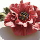 Leather flowers. Decoration brooch pin ROSE MAGIC.pink flower. Brooches. Irina Vladi. My Livemaster. Фото №5