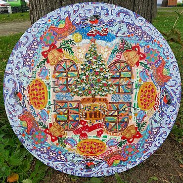 Картины и панно ручной работы. Ярмарка Мастеров - ручная работа Круглая картина акрилом. Большая новогодняя мандала.. Handmade.