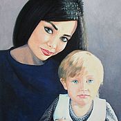 Painting I Love You with chanterelles mother and child
