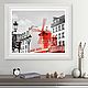 París pintura blanco y negro con Moulin Rouge rojo de la foto para el interior. Fine art photographs. Rivulet Photography (rivulet). Ярмарка Мастеров.  Фото №4