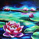 Oil painting with Lotus 'Light in the dark' 50/50 cm, Pictures, Sochi,  Фото №1