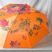 Аксессуары handmade. Livemaster - original item Mechanical folding umbrella with painted Autumn Leaves. Handmade.