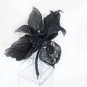 Украшения handmade. Livemaster - original item Brooch-pin: Evening decoration with physalis in black .. Handmade.