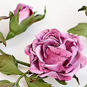 Украшения handmade. Livemaster - original item Flores de cuero Té rosas conjunto de joyas de cuero collar y pulsera. Handmade.