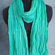 Order Linen mint scarf with green and blue hand-painted. SilkColor. Livemaster. . Scarves Фото №3