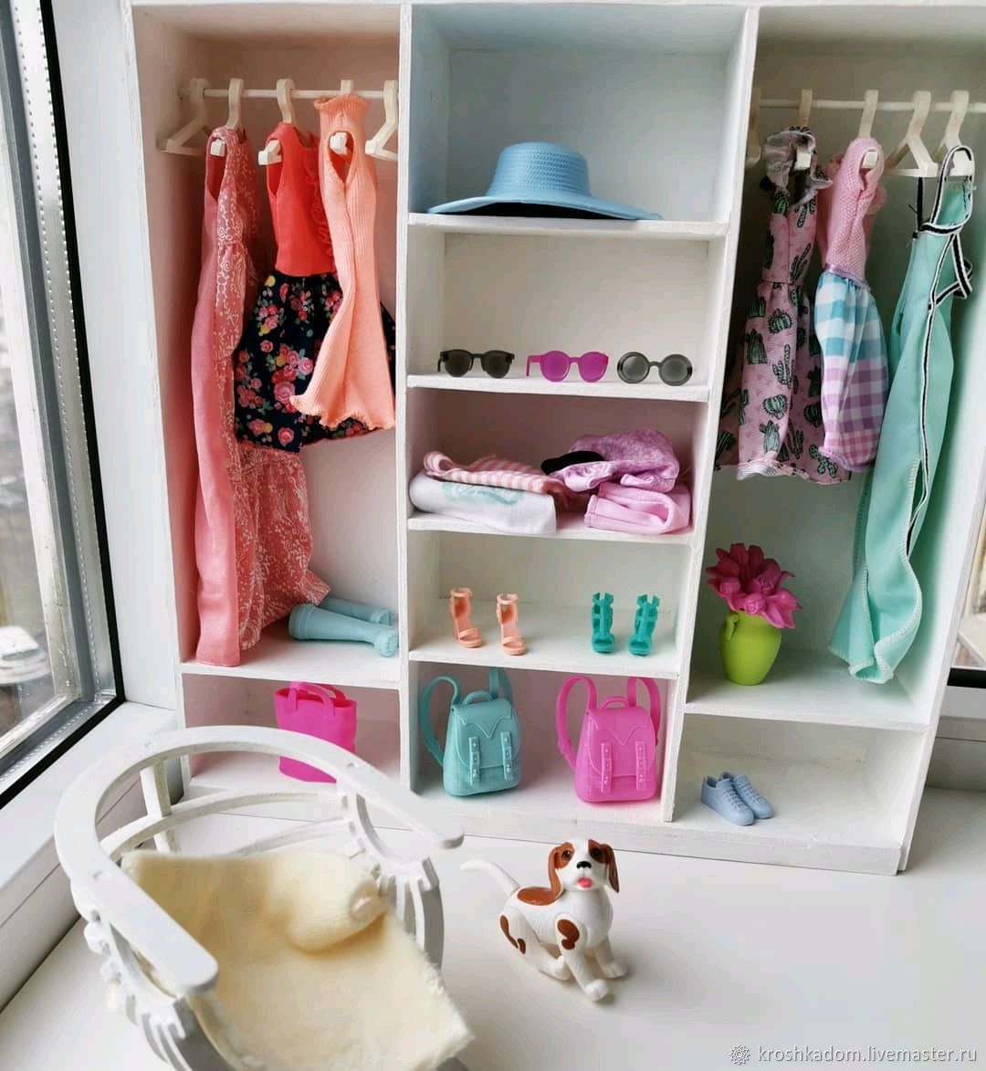Барби шкаф для одежды сделать