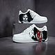 Кроссовки белые Nike Air Force 1 унисекс, кастом, ручная роспись, Кроссовки, Волжский,  Фото №1