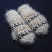 Аксессуары handmade. Livemaster - original item Children`s knitted double mittens. Handmade.