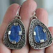 Украшения handmade. Livemaster - original item Silver earrings with blue kyanites. Handmade.