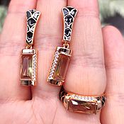 Украшения handmade. Livemaster - original item Diaspore (sultanite) earrings and ring with rhodium plated gold. Handmade.