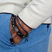 Украшения handmade. Livemaster - original item Leather men`s bracelet, Tahiti shell! Braided, exclusive! onyx. Handmade.
